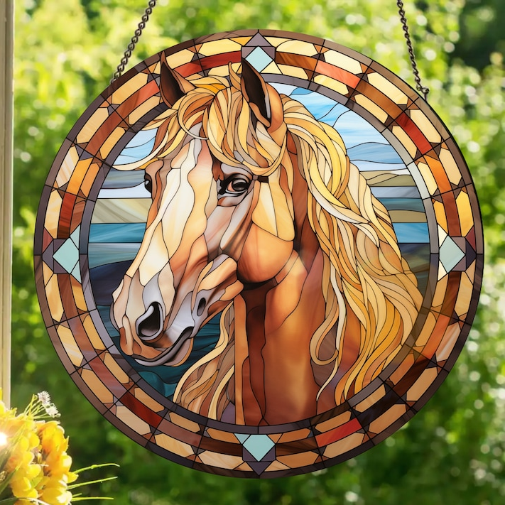 Palomino Horse - Stained Glass Window Hanging Suncatcher NCU0VL003