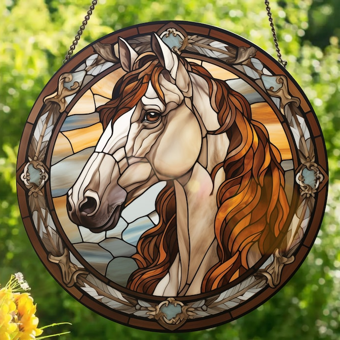 Red Dun Horse - Stained Glass Window Hanging Suncatcher NCU0VL005