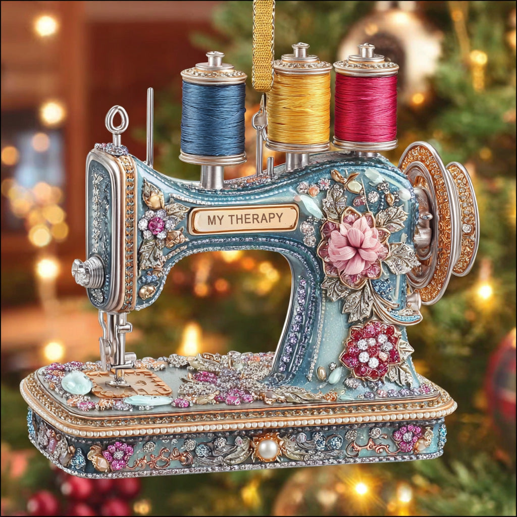 Sewing Is My Therapy Mica Ornament NCU0HT014