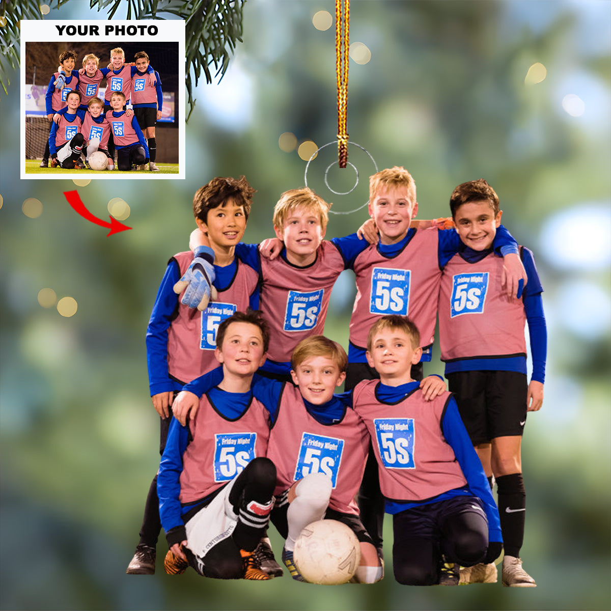 First Day Of Soccer - Personalized Custom Photo Mica Ornament - Christ