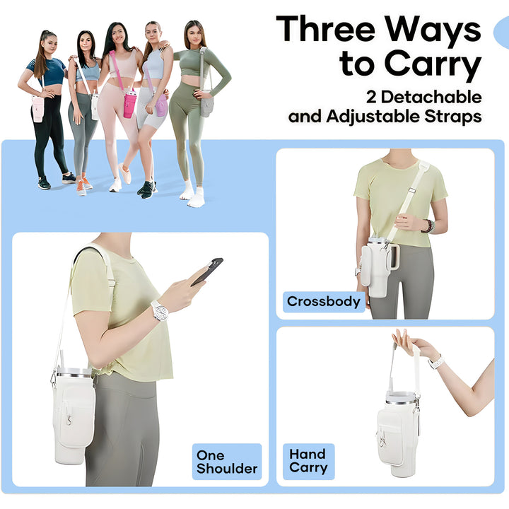 Tumbler Carrier Bag With Phone Pocket and Adjustable Strap