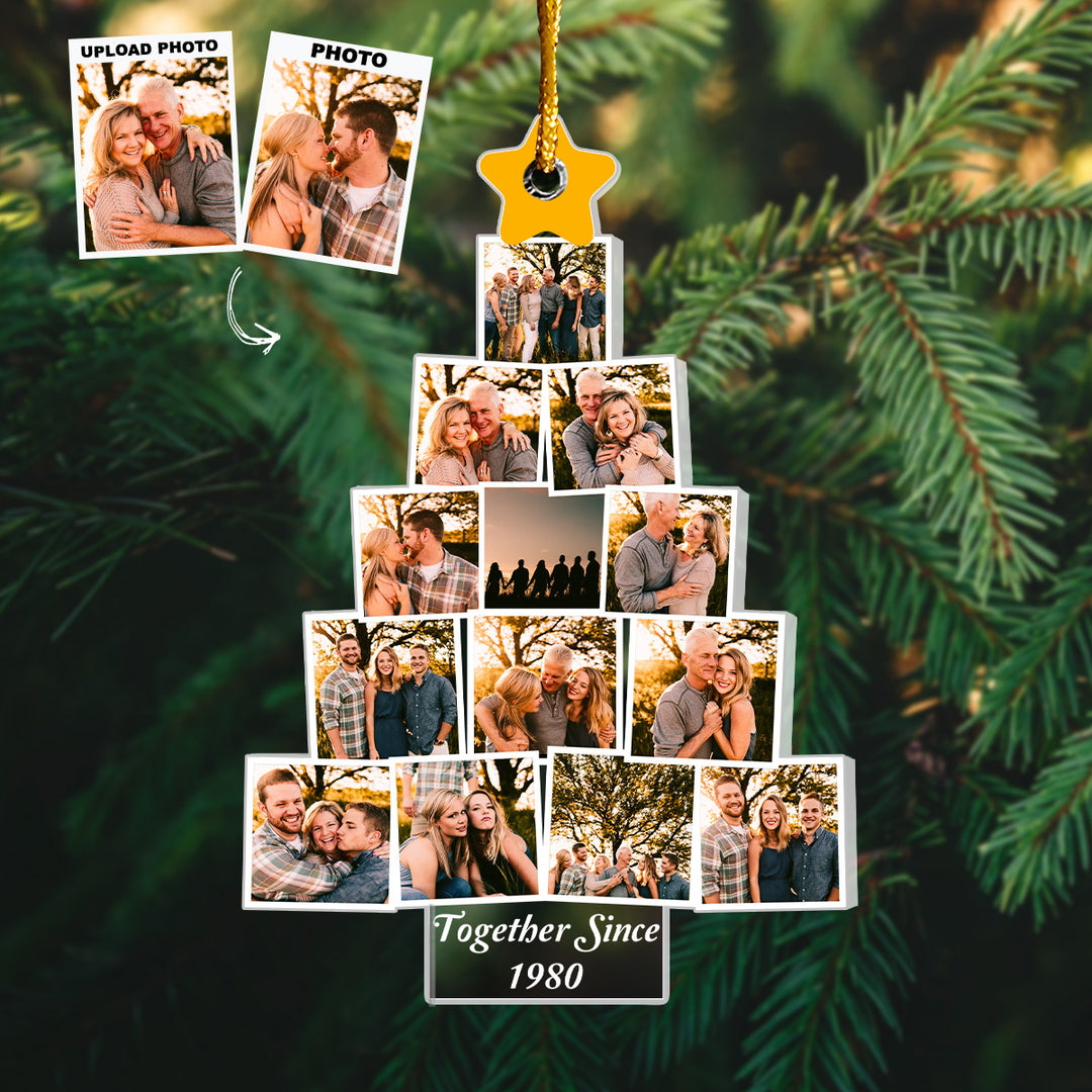 Together Since Photo Christmas Tree - Personalized Custom Mica Ornament - Gift For Couple