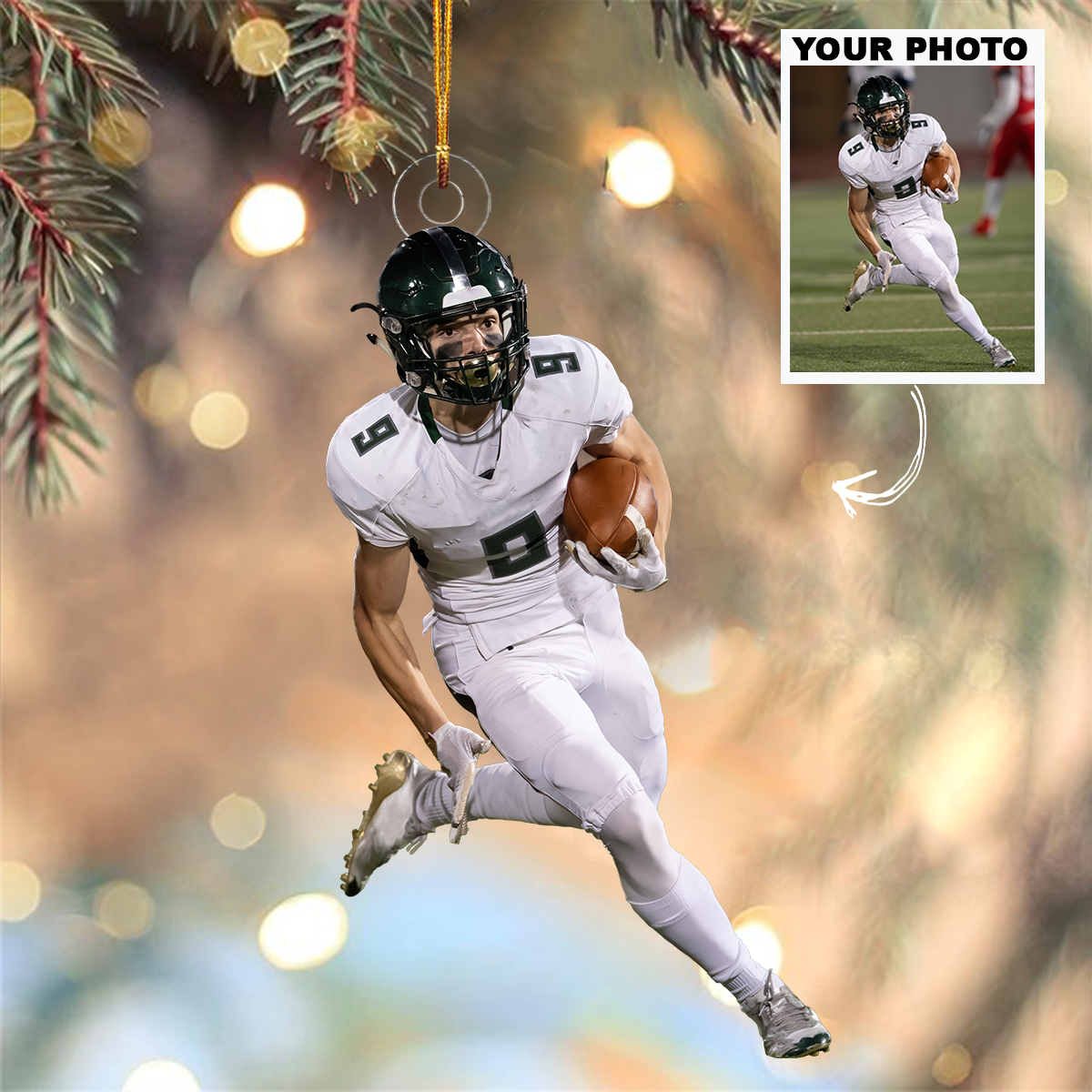 American Football Ornament - Personalized Custom Photo Mica Ornament - – A Gift Customized