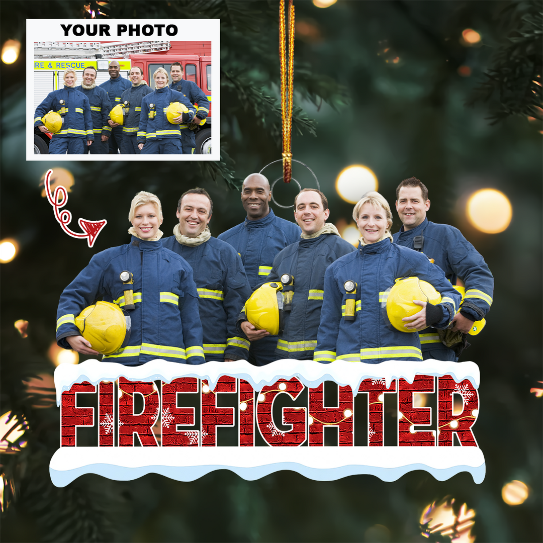 Firefighter Christmas Ornaments - Personalized Custom Photo Mica Ornament - Christmas Gift For Firefighter UPL0HT003