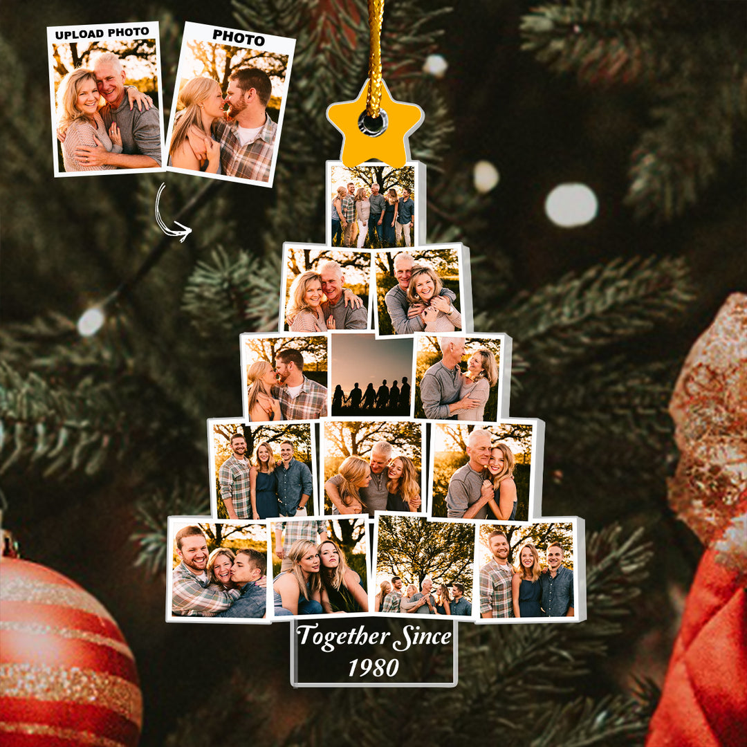 Together Since Photo Christmas Tree - Personalized Custom Mica Ornament - Gift For Couple