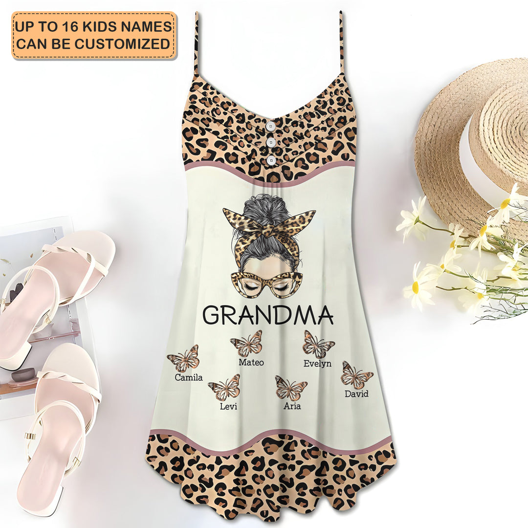 Leopard Messy Bun Grandma - Personalized Custom Summer Dress - Mother's Day Gift