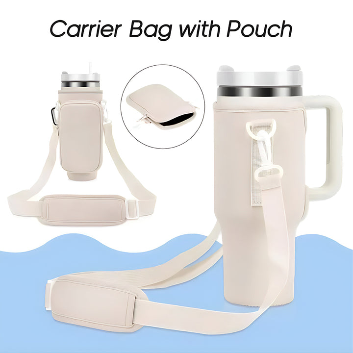 Tumbler Carrier Bag With Phone Pocket and Adjustable Strap