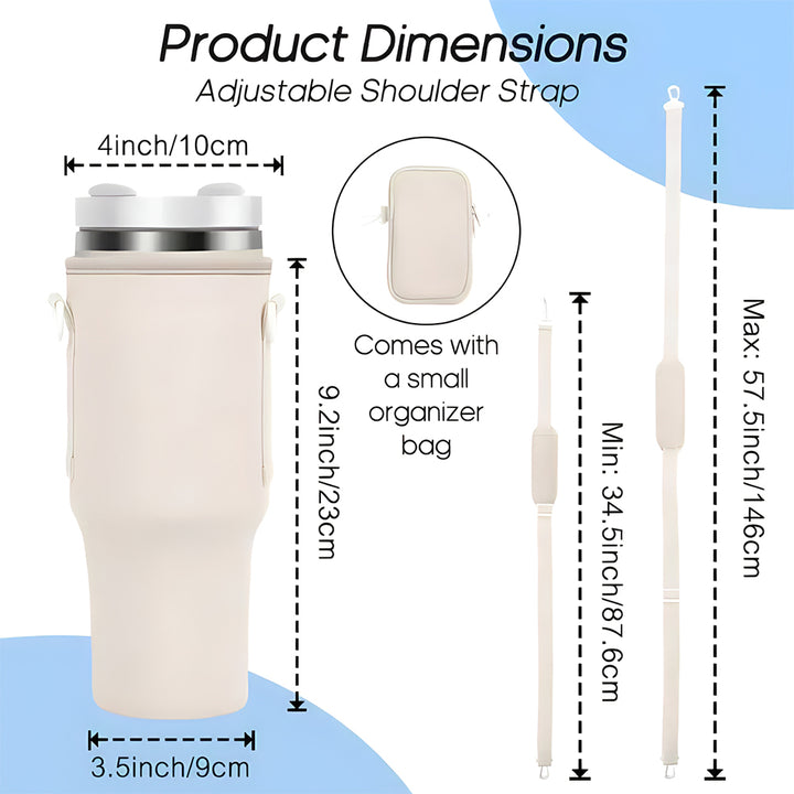 Tumbler Carrier Bag With Phone Pocket and Adjustable Strap