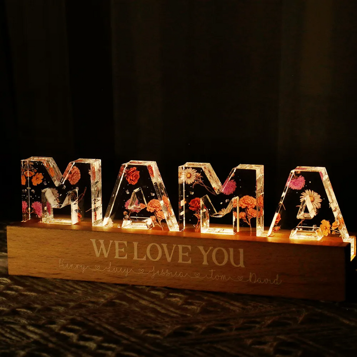 Custom Birth Month Flower - Personalized Custom Name Night Light - Gift For Mom, Grandma