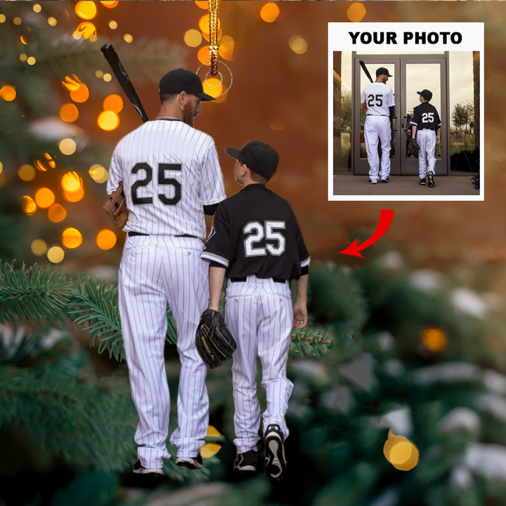Personalized Photo Mica Ornament - Gift For Family - Customize Photo Baseball Family ARND037