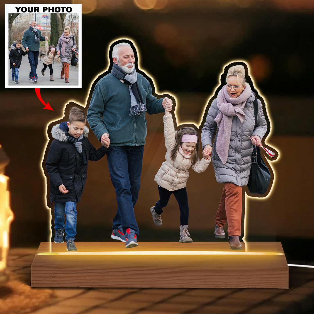 Mother's Day, Father's Day Gift For Mom, Dad, Grandma, Grandpa - Personalized 3D LED Light Wooden Base - Custom Photo ARND005 UPL0HD002