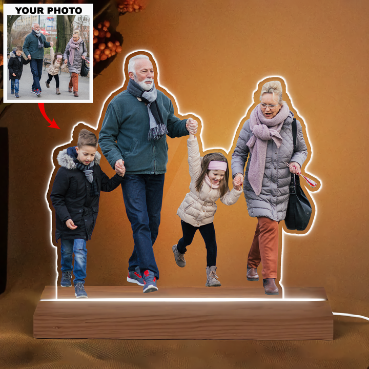 Mother's Day, Father's Day Gift For Mom, Dad, Grandma, Grandpa - Personalized 3D LED Light Wooden Base - Custom Photo ARND005 UPL0HD002