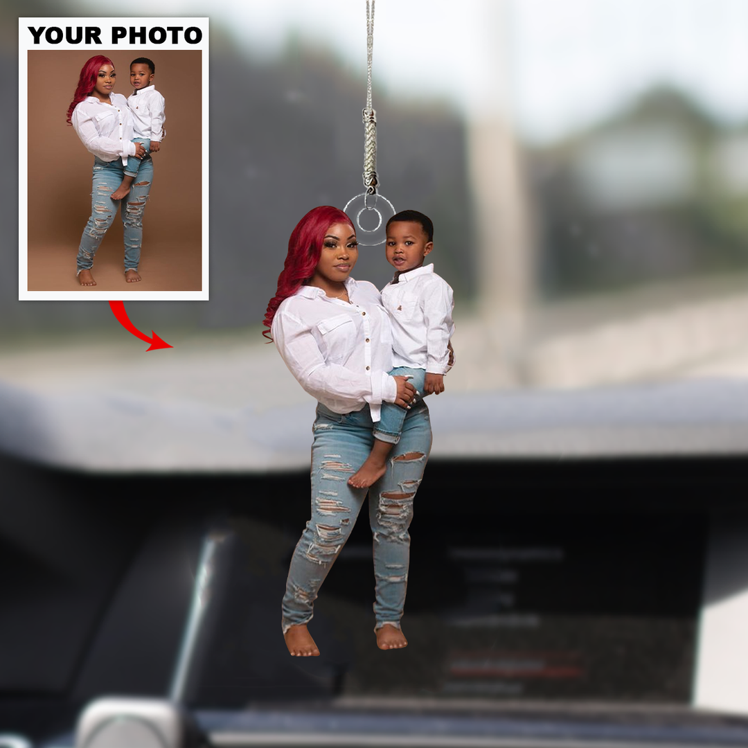 Personalized Car Hanging Ornament - Mother's Day Gift For Mom & Grandma - Custom Your Photo ARND0014 UPL0PD005