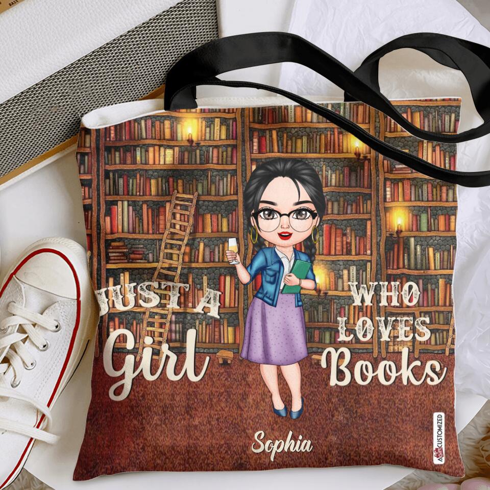 Personalized Tote Bag - Gift For Reading Lover - Just A Girl Who Loves Books