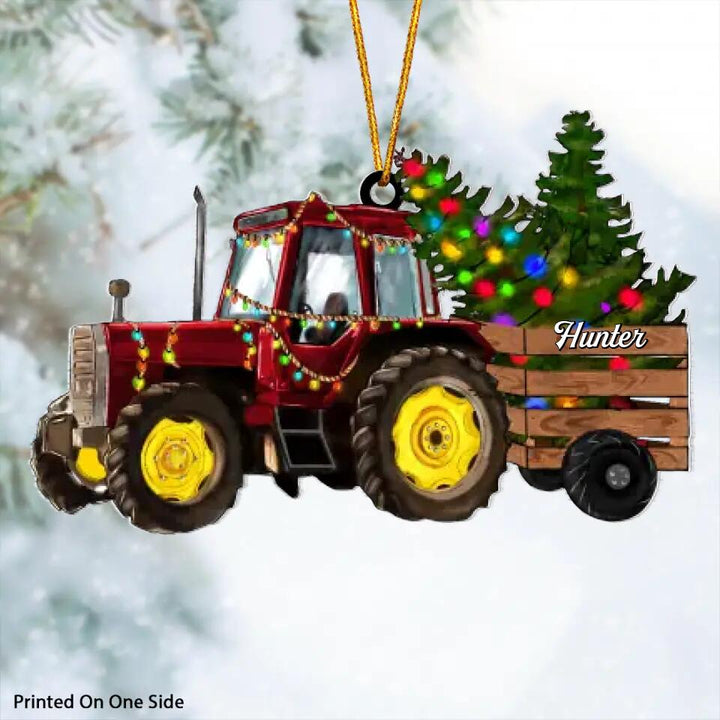 Personalized Mica Ornament - Gift For Farmer - Christmas Tractor ARND0014