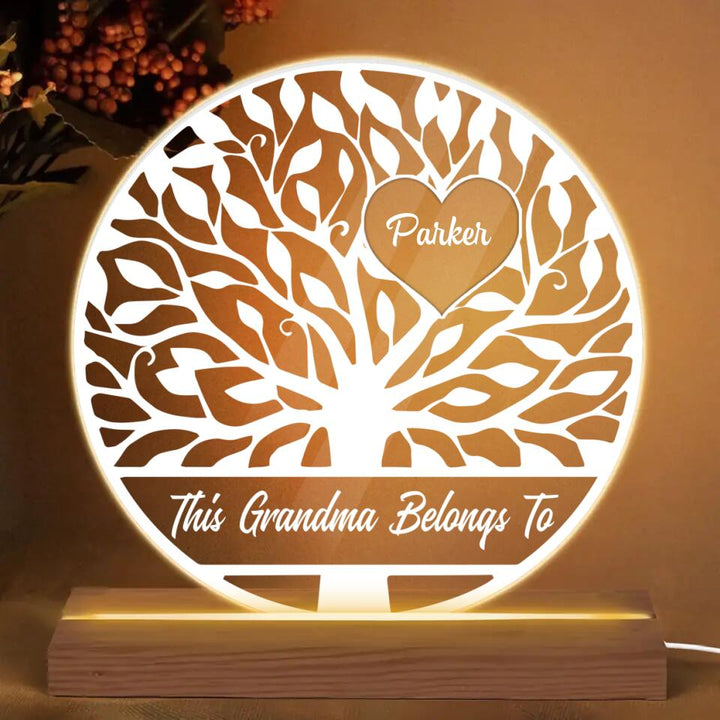 Personalized 3D LED Light Wooden Base - Gift For Grandma - This Grandma Belongs To These Grandkids ARND037