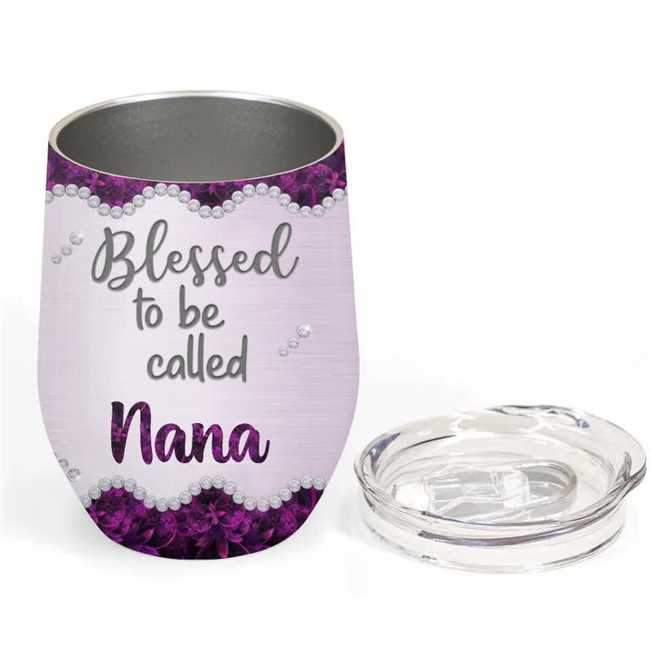 Personalized Wine Tumbler - Gift For Grandma - Love Being Called Grandma Purple Butterfly Mother's Day Gift ARND0014