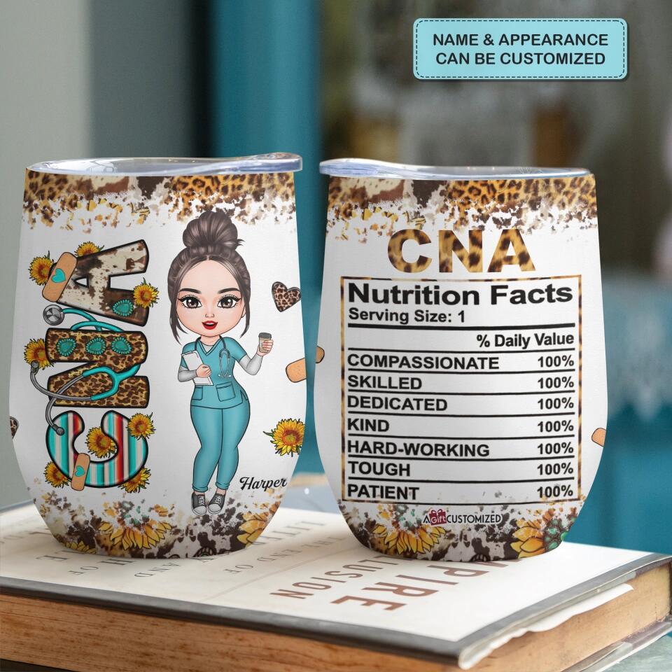 Personalized Wine Tumbler - Gift For Nurse - CNA Nutrition Facts ARND0014