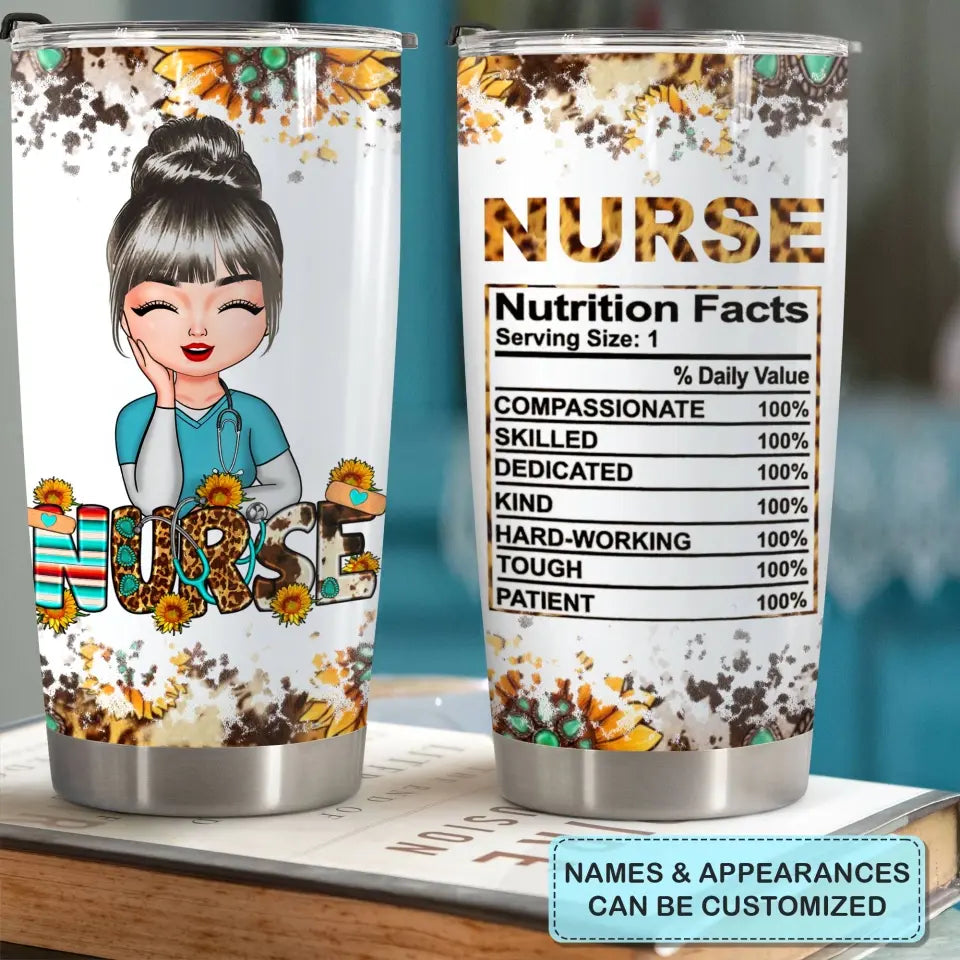Personalized Tumbler - Nurse's Day Gift For Nurse - Nutrition Facts Leopard ARND018