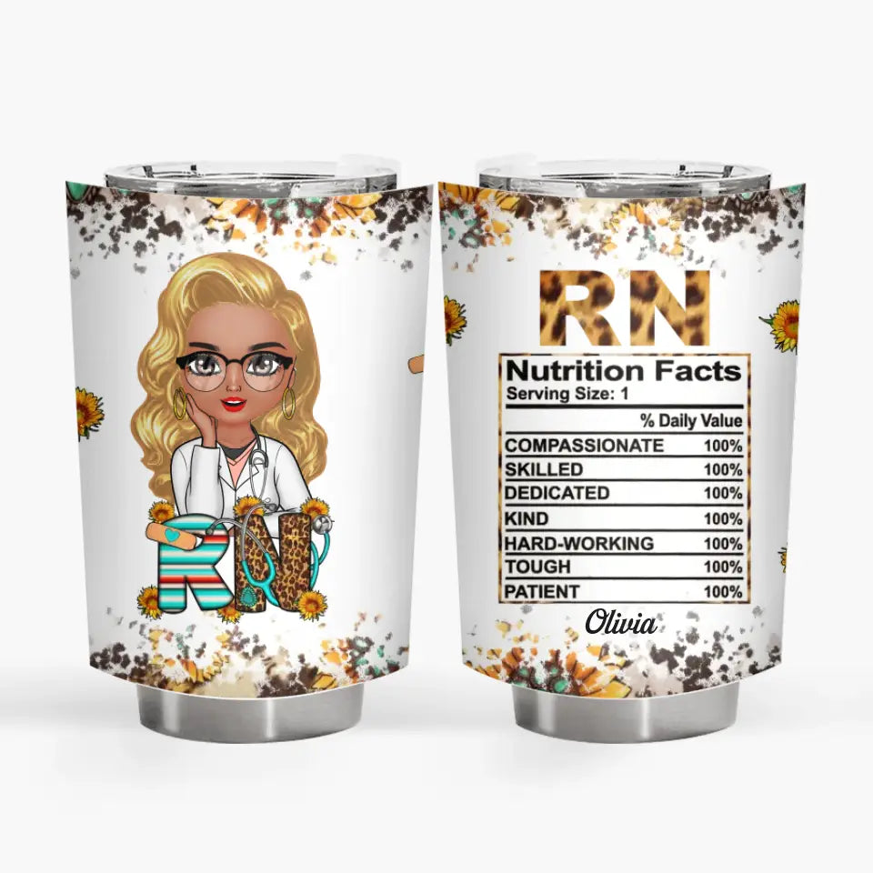Personalized Tumbler - Nurse's Day Gift For Nurse - Nutrition Facts Leopard ARND018