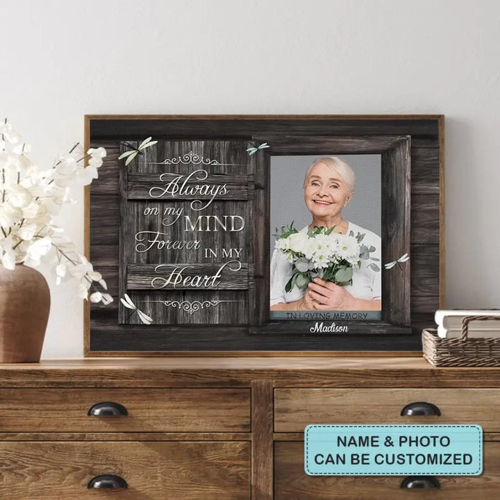 Personalized Custom Poster/Wrapped Canvas - Memorial Gift For Family Member - Always On My Mind Forever In My Heart