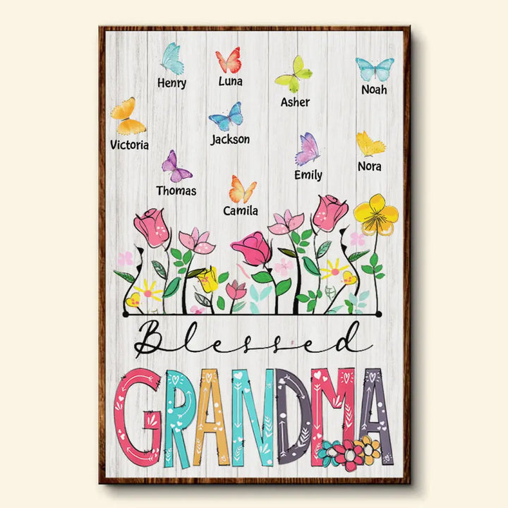 Personalized Custom Poster/Wrapped Canvas - Mother's Day Gift For Grandma, Mom - Blessed Grandma Butterfly