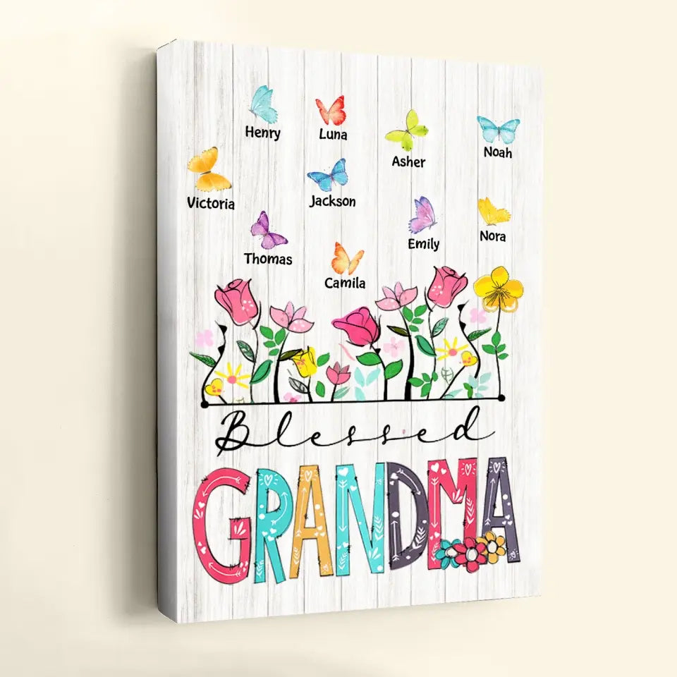 Personalized Custom Poster/Wrapped Canvas - Mother's Day Gift For Grandma, Mom - Blessed Grandma Butterfly