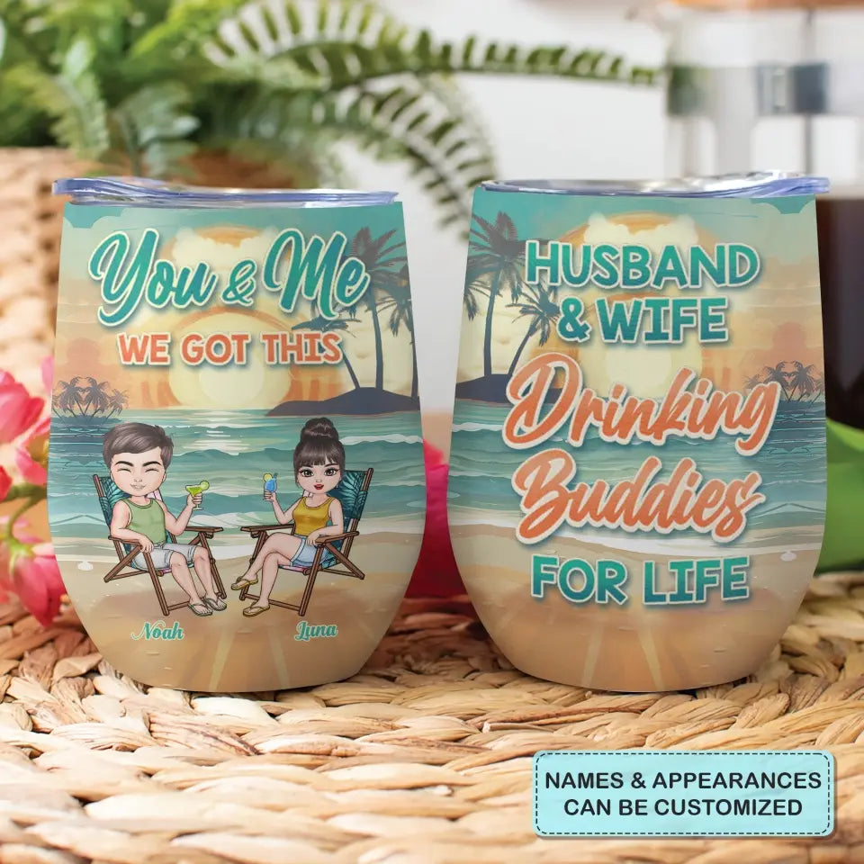 Personalized Custom Wine Tumbler - Anniversary Gift For Couple - Drinking Buddies