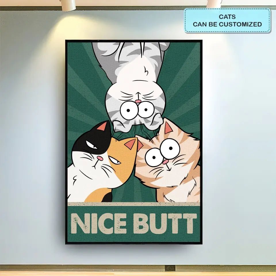 Personalized Custom Poster - Gift For Cat Mom, Cat Dad, Cat Lovers - Nice Butt Bathroom Decor Cat