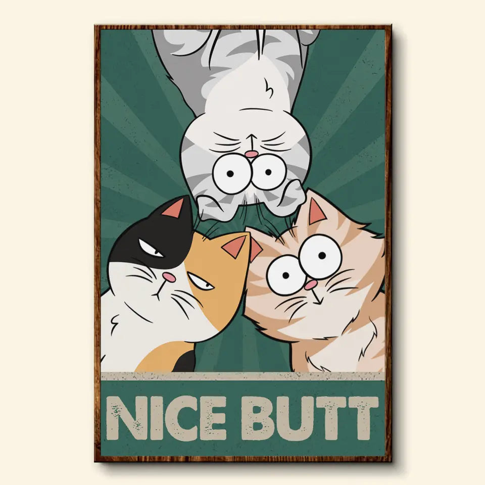 Personalized Custom Poster - Gift For Cat Mom, Cat Dad, Cat Lovers - Nice Butt Bathroom Decor Cat