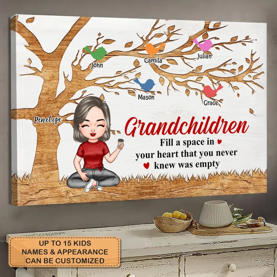Personalized Custom Poster/Wrapped Canvas - Mother's Day Gift For Grandma, Mom - Grandchildren Fill A Space In Your Heart