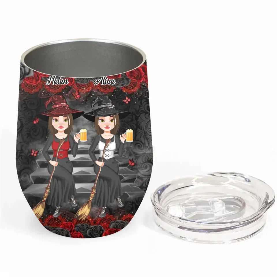 Personalized Custom Wine Tumbler - Halloween Gift For Friends, Witch Besties - You're My Favourite Witch To Witch About Witches With