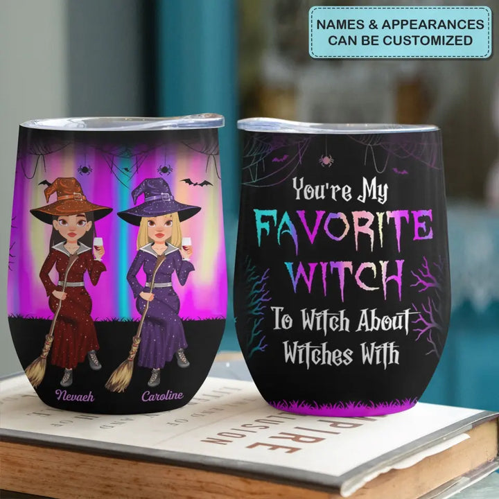 Aurora Halloween Witches Besties - Personalized Custom Wine Tumbler - Halloween Gift For Friends, Witch Besties