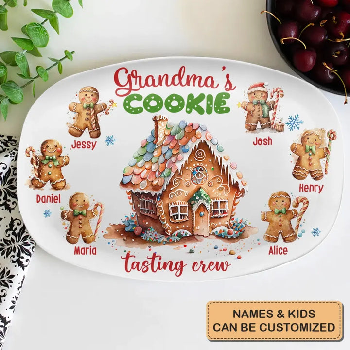 Grandma's Cookie Tasting Crew - Personalized Custom Platter - Christmas Gift For Grandma, Mom, Family Members