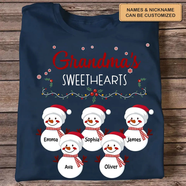 Grandma Snowman Christmas - Personalized Custom T-shirt - Christmas Gift For Grandma