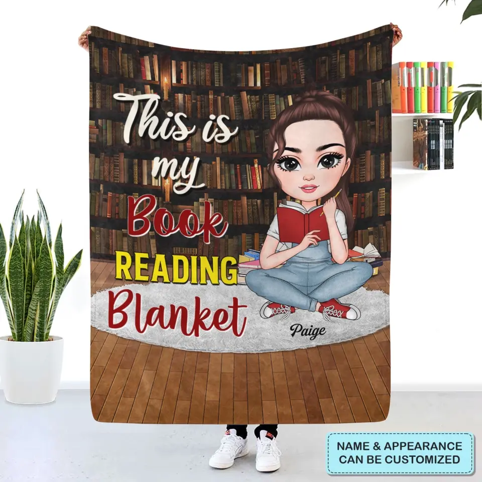 This Is My Book Reading Blanket - Personalized Custom Blanket - Gift For Reading Lover
