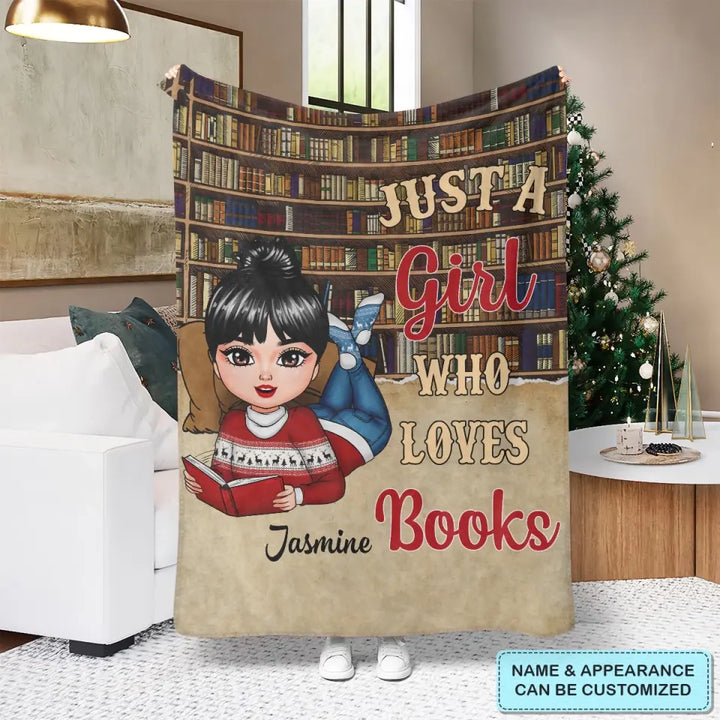 Just  A Girl Who Loves Books - Personalized Custom Blanket - Gift For Reading Lover