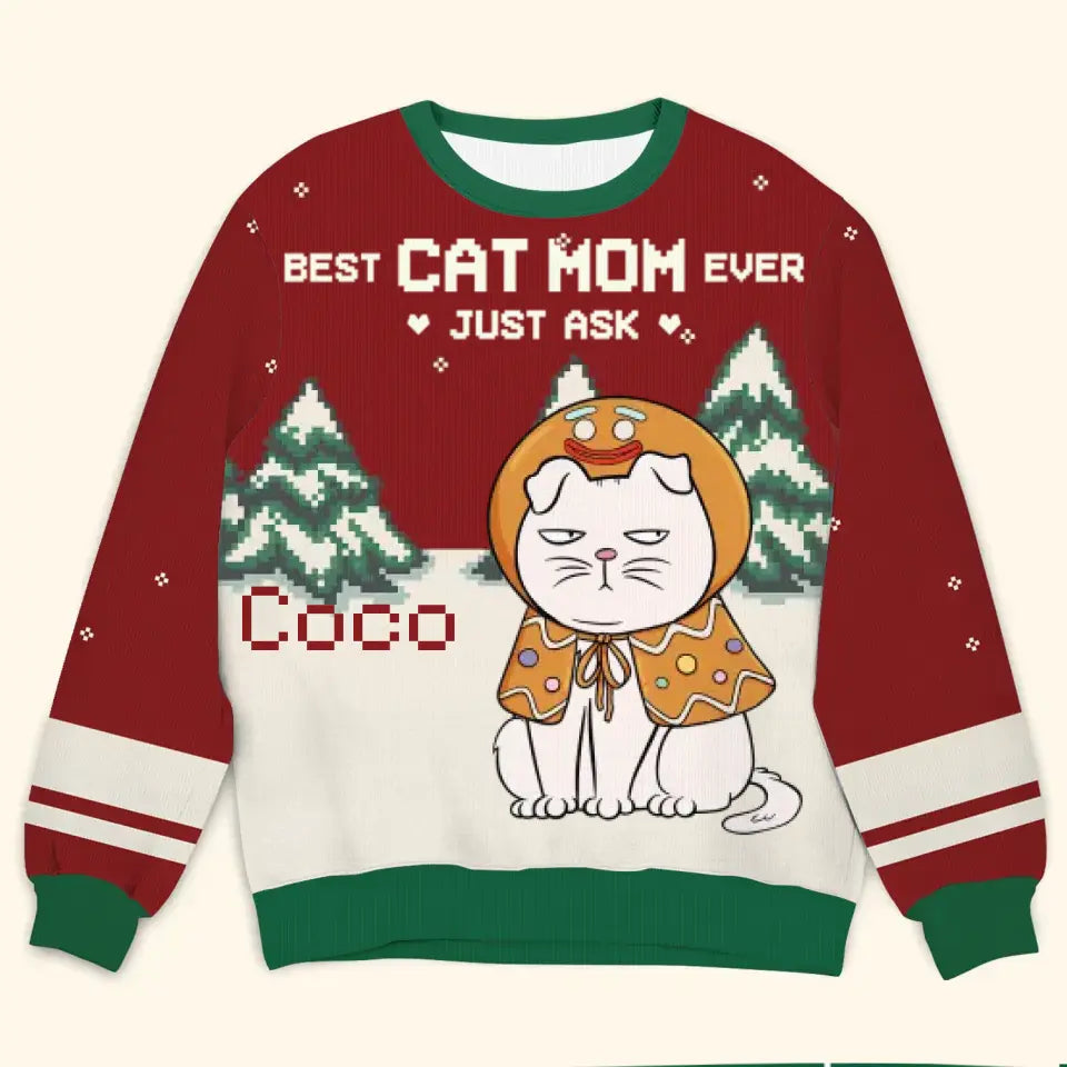 Best Cat Dad Ever - Personalized Custom Ugly Sweater - Chrismast Gift For Cat Mom, Cat Dad, Cat Lover, Cat Owner