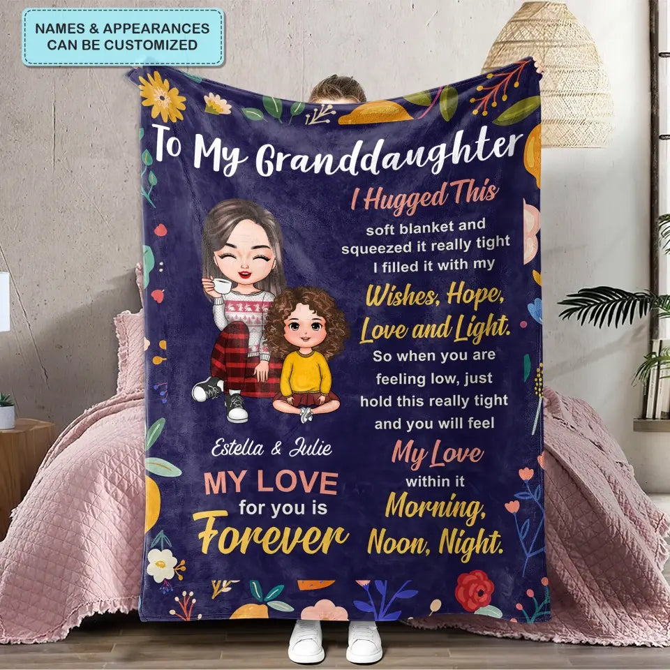 To My Granddaughter - Personalized Custom Blanket - Christmas Gift For Granddaughter