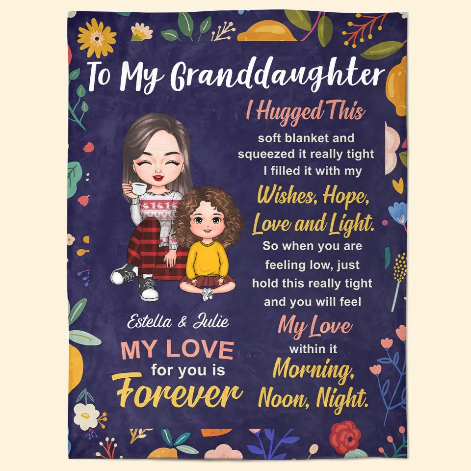 To My Granddaughter - Personalized Custom Blanket - Christmas Gift For Granddaughter