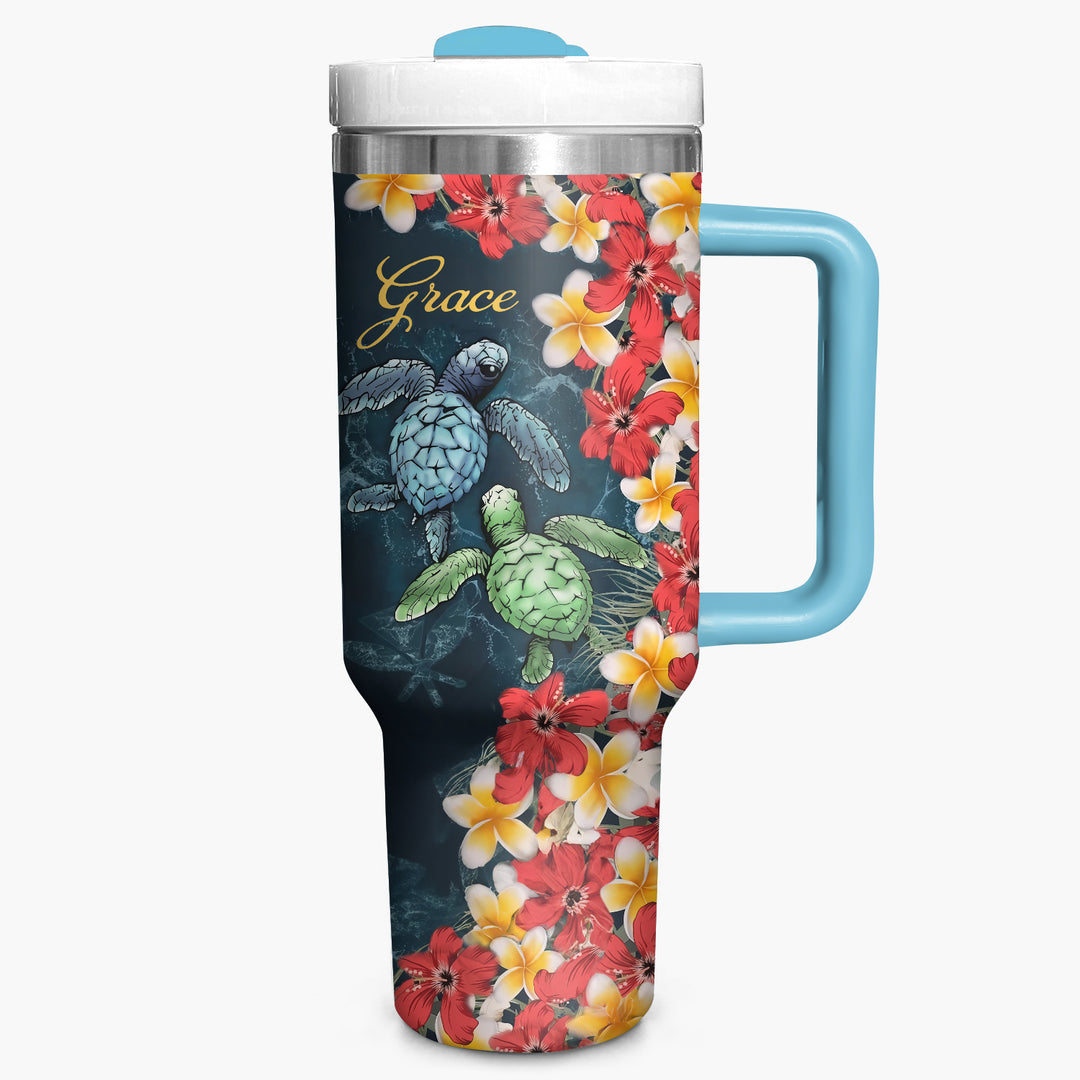 Tropical Turtle - Personalized Tumbler with Handle - NCU0TT013