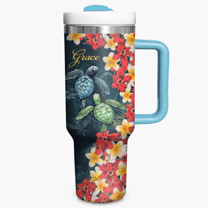 Tropical Turtle - Personalized Tumbler with Handle - NCU0TT013