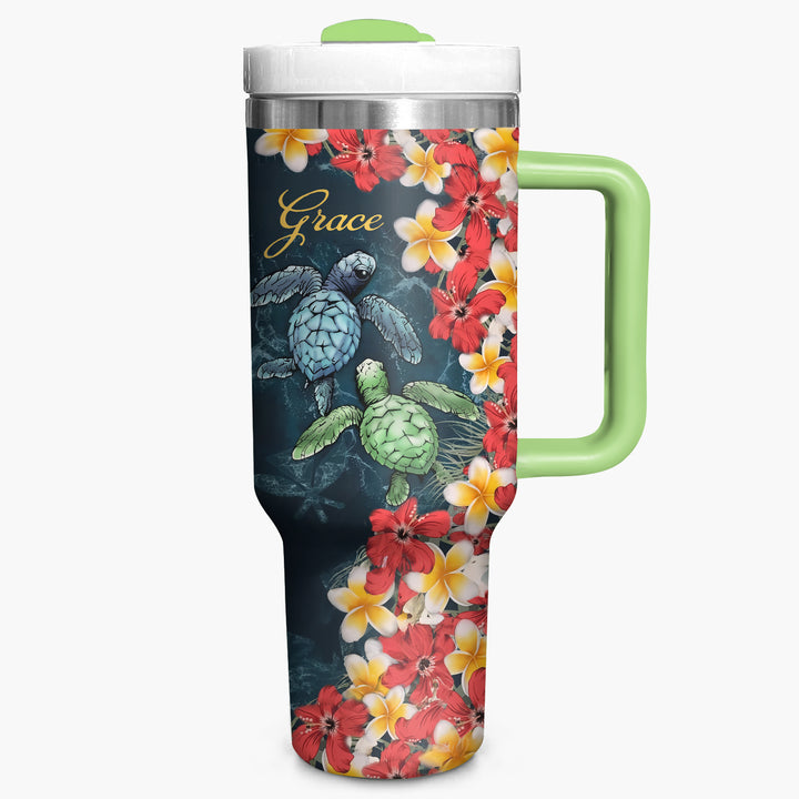 Tropical Turtle - Personalized Tumbler with Handle - NCU0TT013
