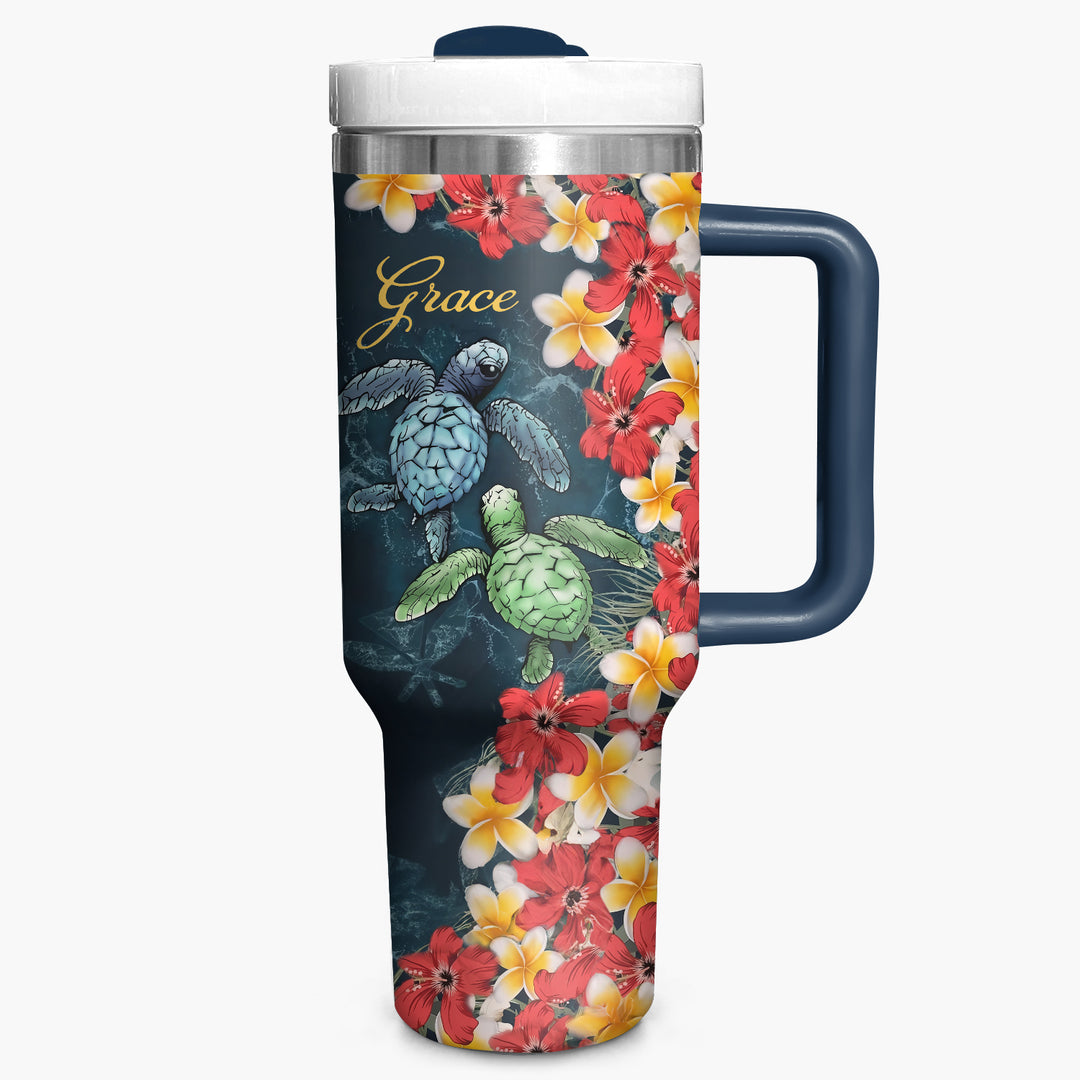 Tropical Turtle - Personalized Tumbler with Handle - NCU0TT013
