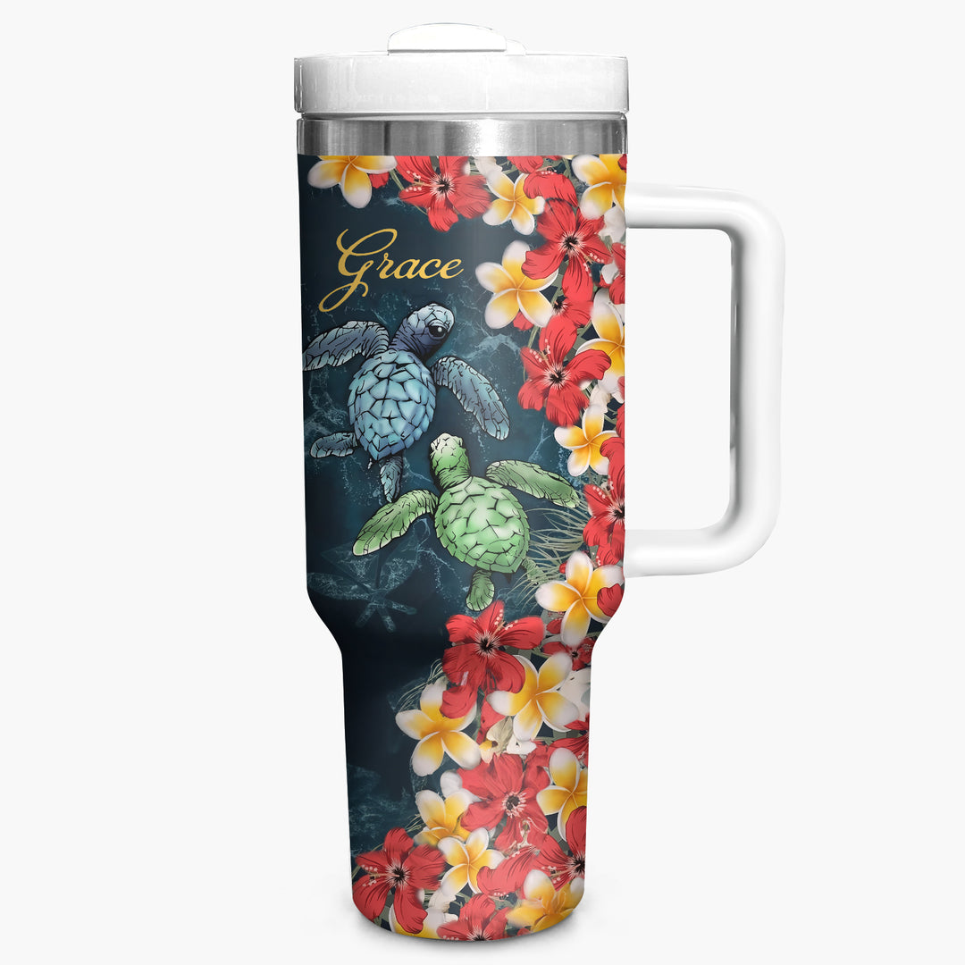 Tropical Turtle - Personalized Tumbler with Handle - NCU0TT013