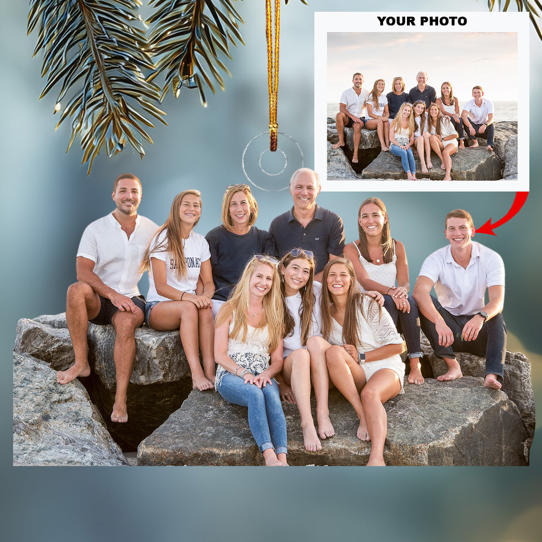At Home With Love - Personalized Photo Mica Ornament - Christmas Gift For Family Members
