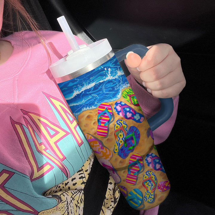 Life Is Better in Flip Flops - Tumbler with Handle - NCU0TL008