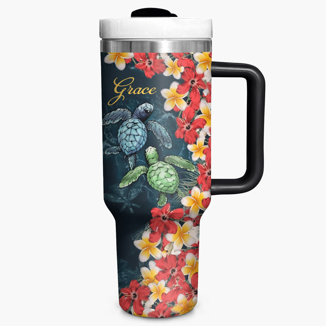 Tropical Turtle - Personalized Tumbler with Handle - NCU0TT013