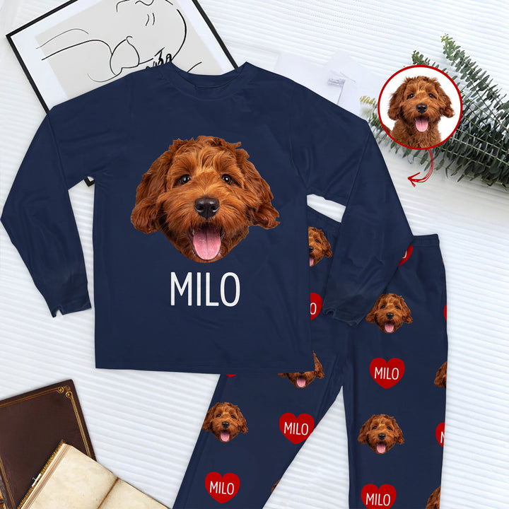 My Pet Face Cut Out - Personalized Custom Raglan Pajama Set - Gift For Pet Lovers, Dog Lovers, Cat Lovers