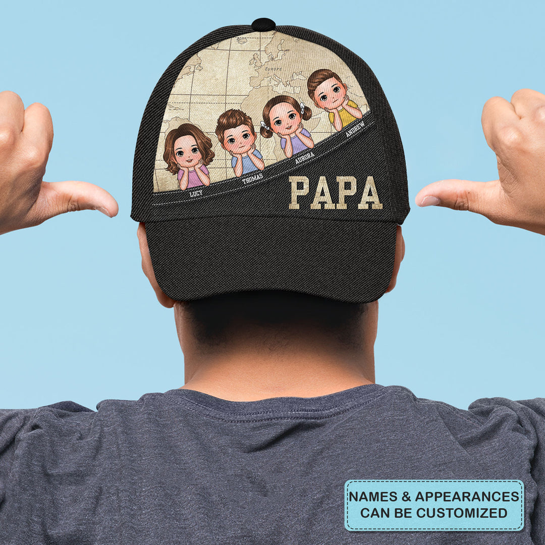 Papa Map - Personalized Custom Classic Cap - Father's Day Gift For Dad